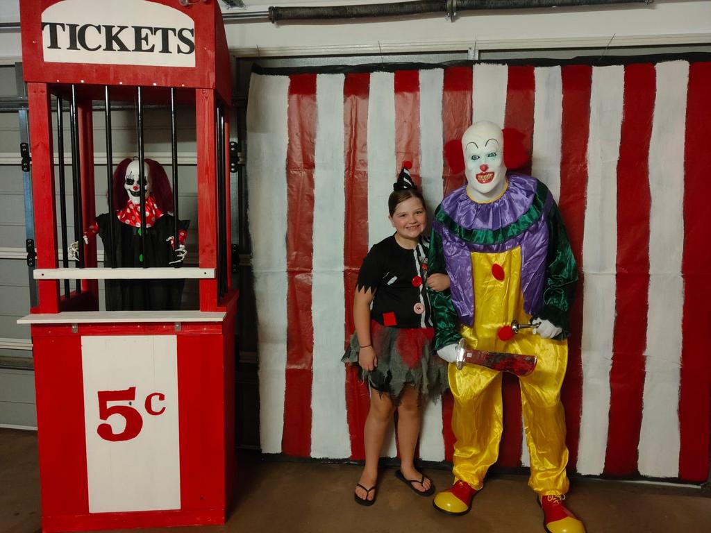 Kellie and Scott Iseppi's daughter Katelin Lewis at their Halloween display in Kleinton. Picture: Contributed