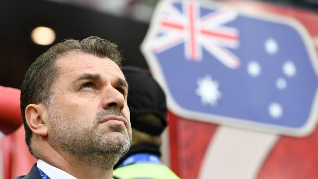 Australia's coach Ange Postecoglou is pictured during the 2017 Confederations Cup group B football match between Chile and Australia at the Spartak Stadium in Moscow on June 25, 2017. / AFP PHOTO / Kirill KUDRYAVTSEV