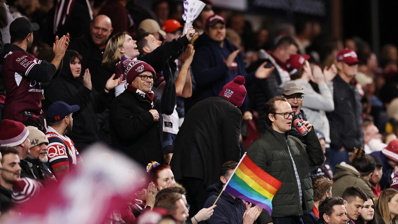 There was plenty of rainbow in the crowd at Brookvale Oval. (Photo by Cameron Spencer/Getty Images)