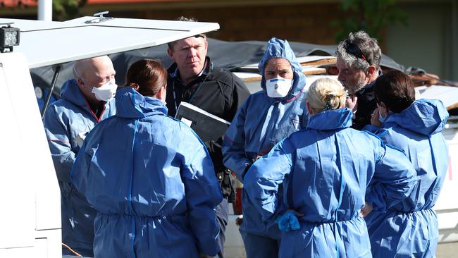 Tasmania Police investigating a body found in Carbeen Street Mornington. Picture: NIKKI DAVIS-JONES