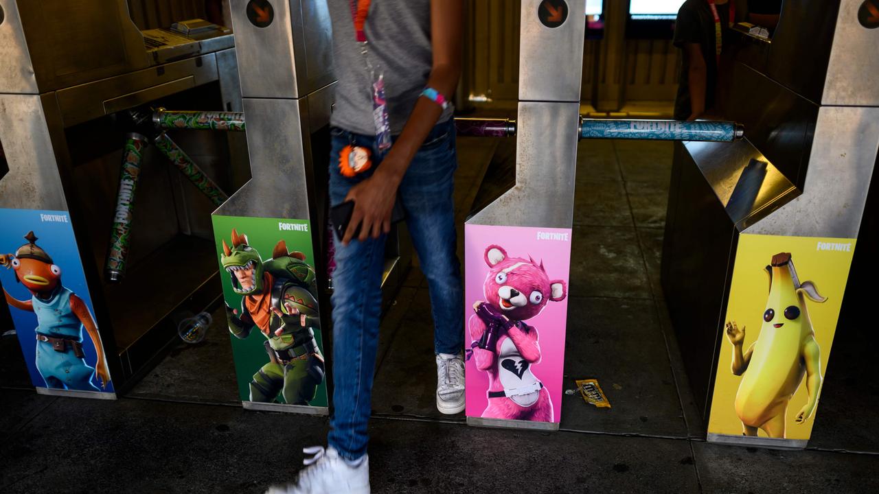 A subway station with Fortnite characters seen after after the Solo competition at the 2019 Fortnite World Cup. Picture: AFP