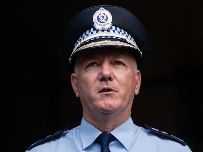 NSW Police Commissioner Mick Fuller speaks to the media during a press conference in Sydney, Friday, March 27, 2020. (AAP Image/James Gourley) NO ARCHIVING