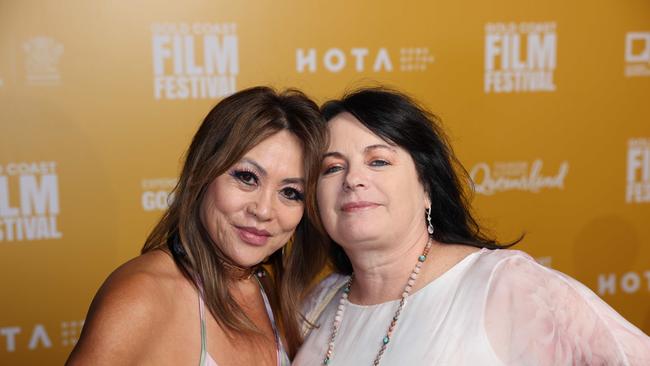 Serina Russell and Debbie Wade at the JAFAICAN premiere with Peter Andre at Gold Coast Film Festival at HOTA. Picture, Portia Large.