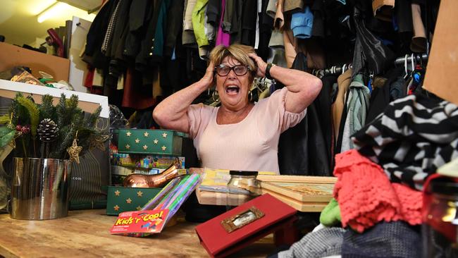 Wendy Daff at the Church of Christ op shop in Mornington, Melbourne. Picture: AAP