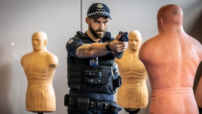 Victoria Police recruit James Morrow. Picture: Jake Nowakowski