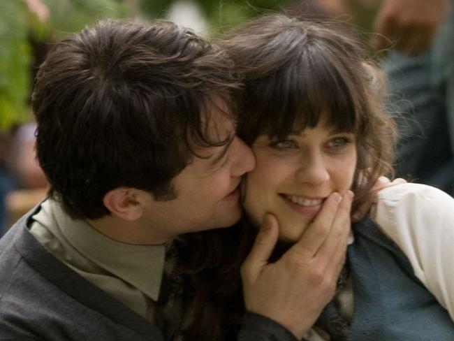 Actors Joseph Gordon-Levitt and Zooey Deschanel in a scene from the 2009 film '500 Days of Summer'.