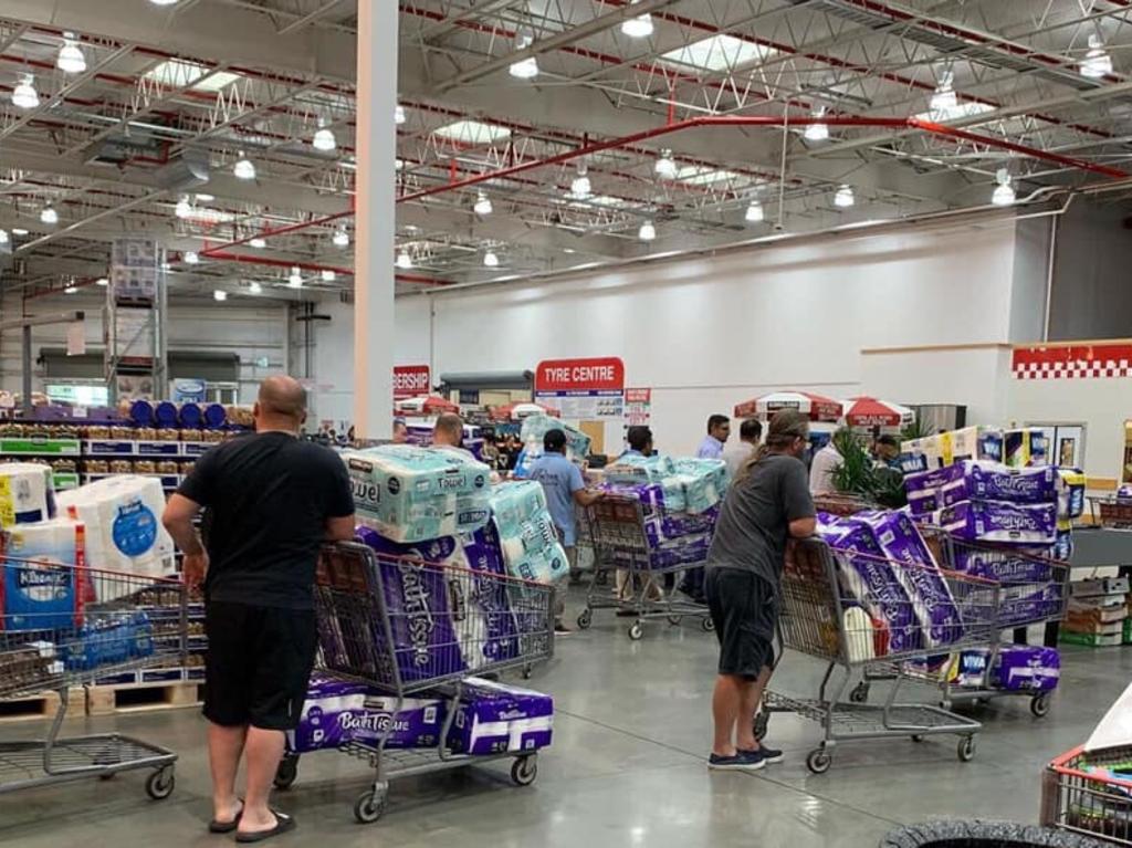 The picture of shoppers stocking on toilet paper was taken in Costco Casula. Picture: Facebook.