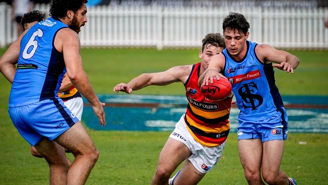 Jed Mcentee (right) has been snapped up by Port Adelaide. Picture: Mike Burton