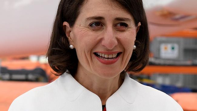 NSW Premier Gladys Berejiklian told reporters that unions ‘crossed a line’ — in a way she had ‘not seen in a long time’. Picture: AAP Image/Dan Himbrechts