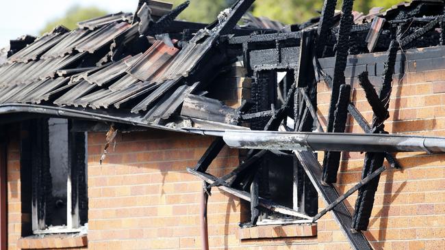 The fire-damaged roof of the Singleton home. Picture: Darren Pateman/AAP