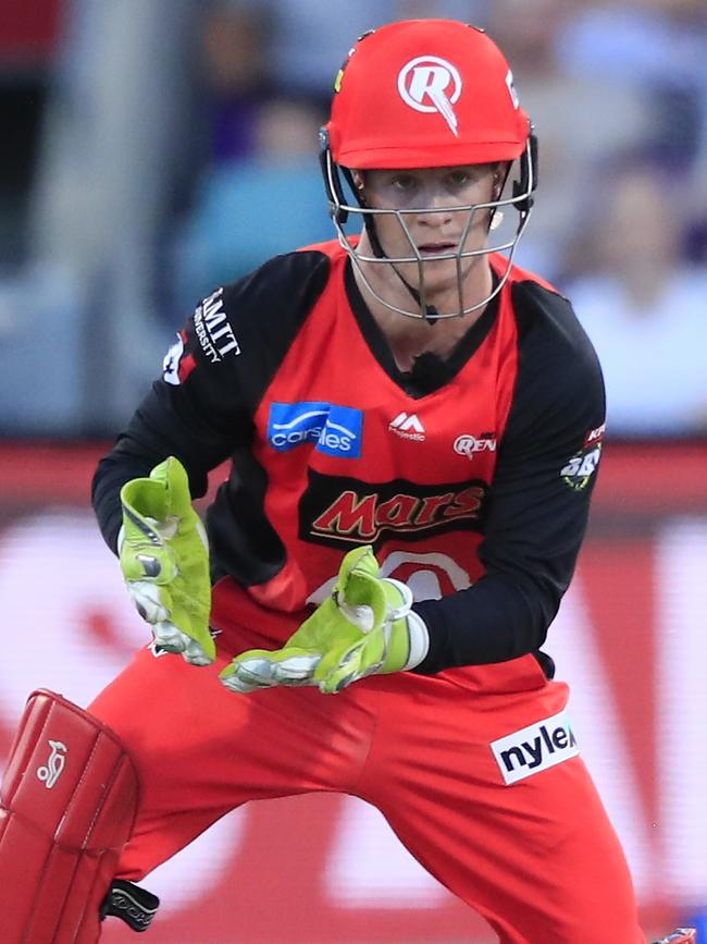 Sam Harper wicketkeeping for Melbourne Renegades.