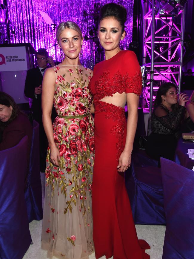 Julianne Hough and Nina Dobrev attend the 23rd Annual Elton John AIDS Foundation Academy Awards Viewing Party. Picture: Getty
