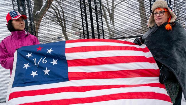 Supporters of Ashli Babbitt, who was killed on January 6, 2021, state their case at a protest on January 6 in Washington, DC. Picture: Getty Images