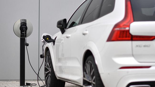 A Volvo XC60 charges in Reading, west of London. Picture: AFP