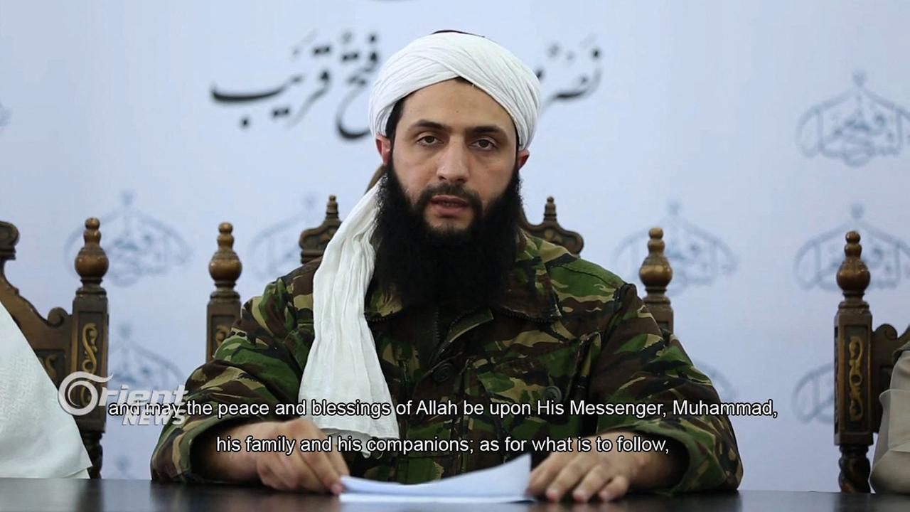 Jolani gave a speech from an undisclosed location. Picture: HO/ Orient News/AFP