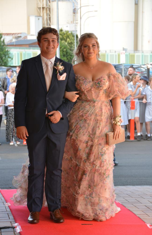 Toowoomba school formals. At the 2023 St Ursula's College formal is graduate Lily Swan with her partner Jesse Bohm. Picture: Rhylea Millar