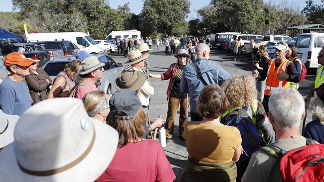 Volunteers gather to search for missing Belgian backpacker Theo Hayez on June 30, 2019. The 18-year old was last seen leaving Cheeky Monkey nightclub in Byron Bay, New South Wales on May 31. (AAP Image/Regi Varghese)