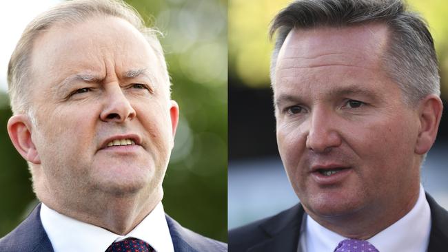 Anthony Albanese and Chris Bowen addressed the media separately this afternoon. Picture: Lukas Coch/AAP