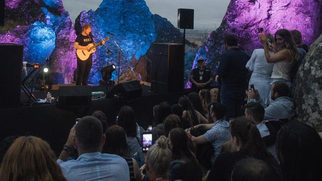 Sheeran played to a small, invited audience. Picture: Jaden Oswald