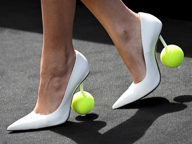 ... but that didn’t stop Zendaya getting into the spirit with her shoes. Picture: Tiziana Fabi/AFP