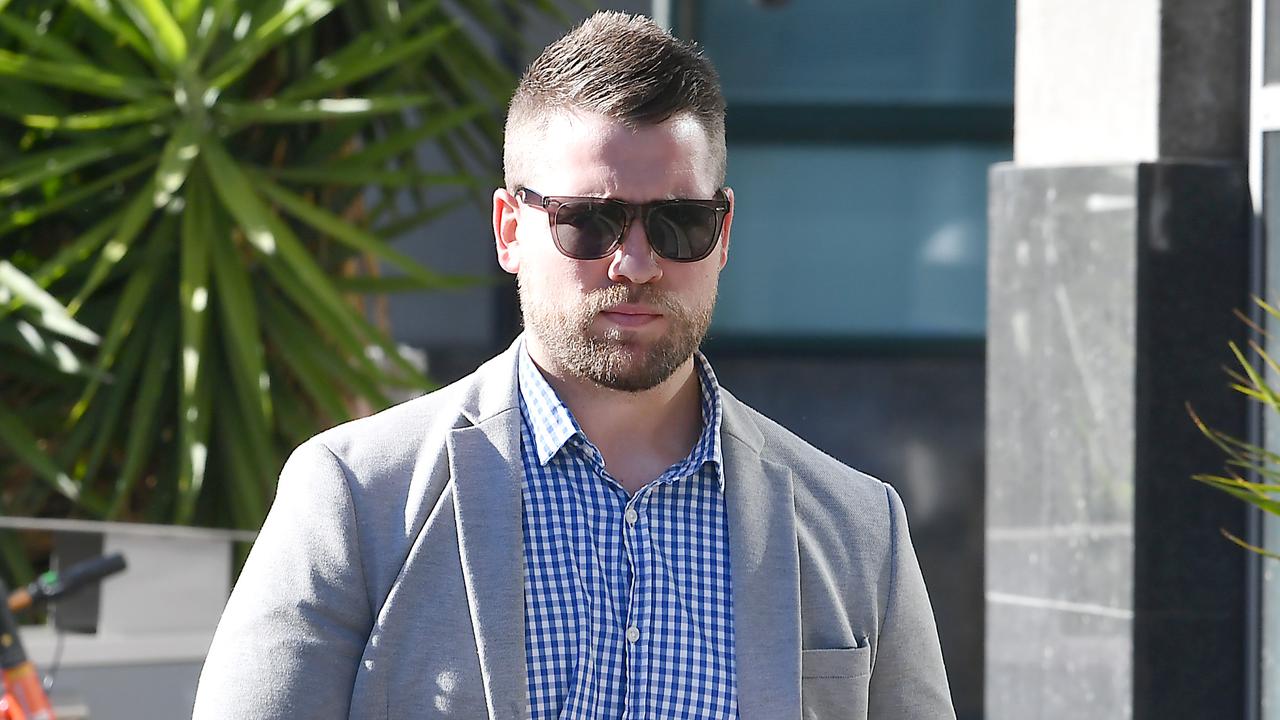 Task-force Maxima Detective Zac Chudleigh appeared in court in Brisbane on Thursday. . Picture: John Gass