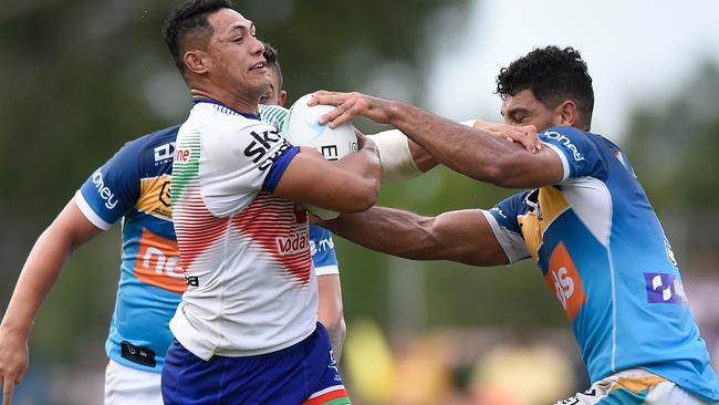 Roger Tuivasa-Sheck was nowhere near as productive as he was in 2019, casting doubt about how the Warriors are using him. Picture: Matt Roberts/Getty Images