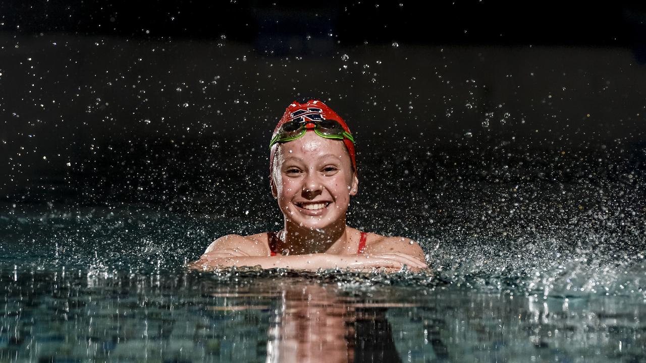 Emily White, 14 yr old champion swimmer. Norwood Swim Club24th may 2018. AAP Roy VanDerVegt