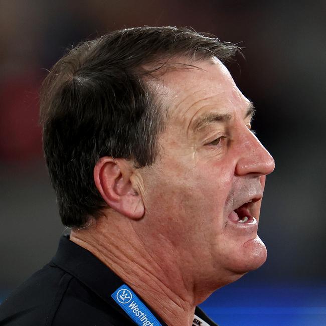 St Kilda coach Ross Lyon refused to answer questions about the Saints’ apparent interest in Thomas. Picture: Josh Chadwick / Getty Images