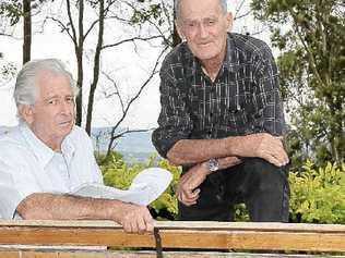 Farmers Brian Suffolk (left) and Fred Hoskins of Tucki are opposed to Lismore City Council’s draft Koala Plan of Management. Picture: Mireille Merlet-Shaw