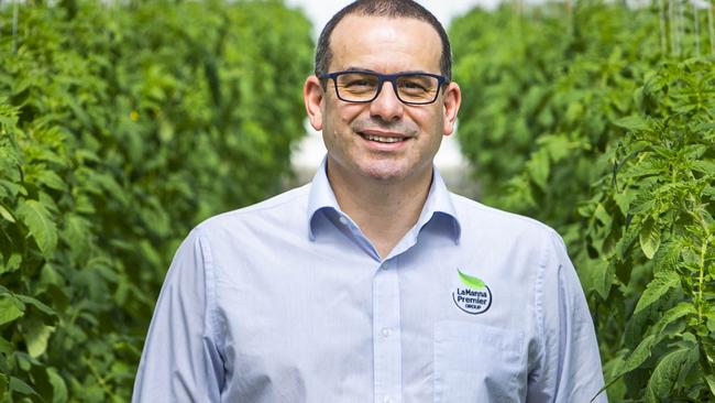 LaManna Premier Group chief executive Anthony Di Pietro at the company's Lancaster greenhouses and at the Footscray packing shed.