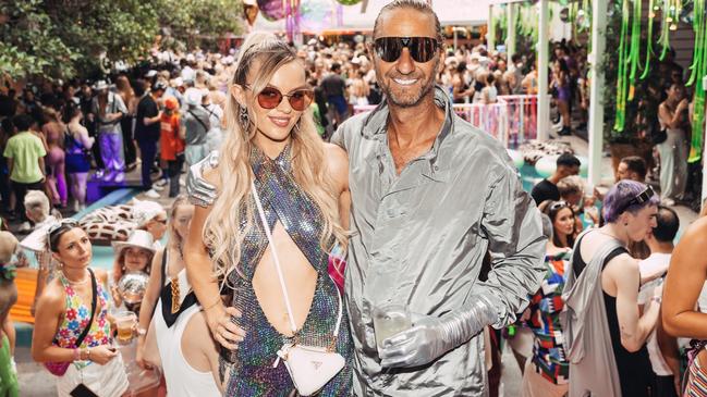 Justin Hemmes and his girlfriend Madeline Holtznagel at the Merivale staff party at The Ivy. Picture: Supplied