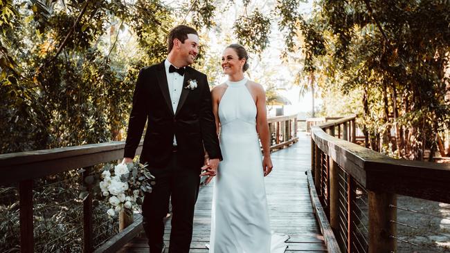 Ash Barty and Garry Kissick got married in July in Queensland with their families and close friends in attendance. Picture: Nic Morley