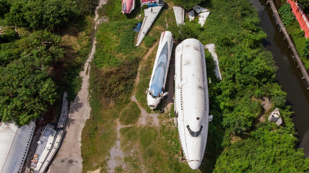 This aerial photograph shows the abandoned aircraft. Picture: Mladen Antonov / AFP