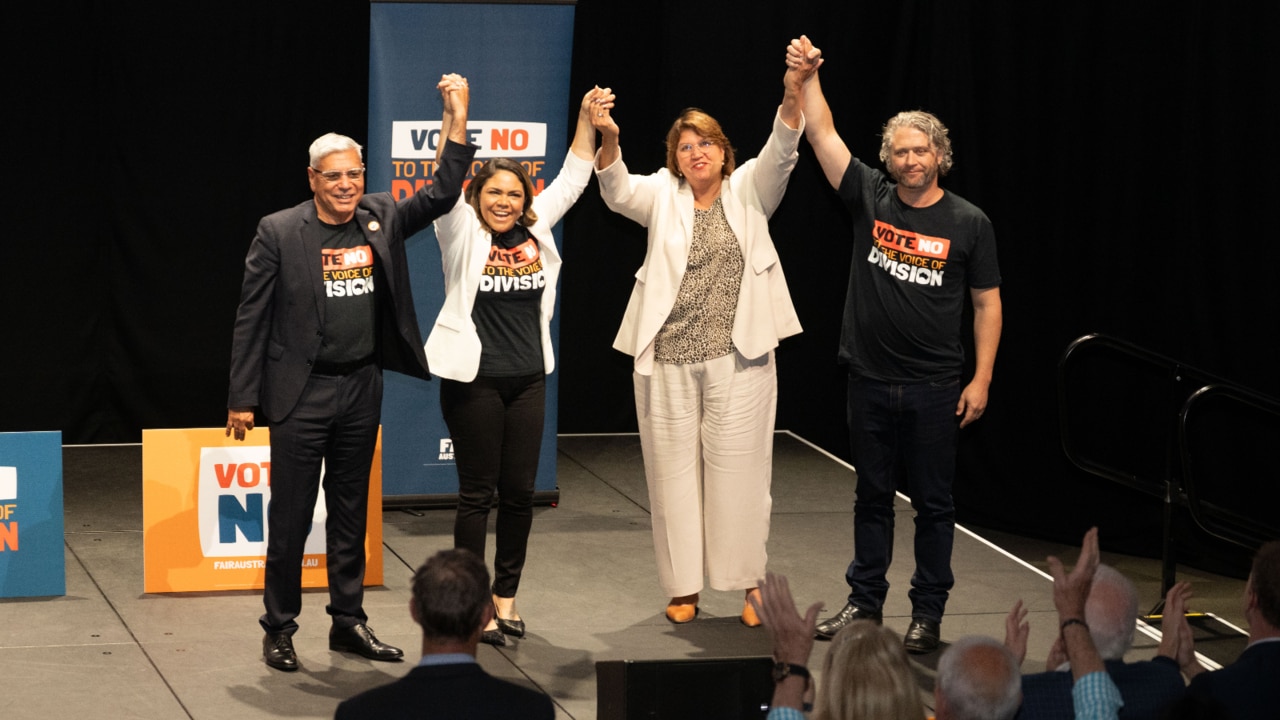 Jacinta Price gets emotional during 'No' campaign rally in South Australia