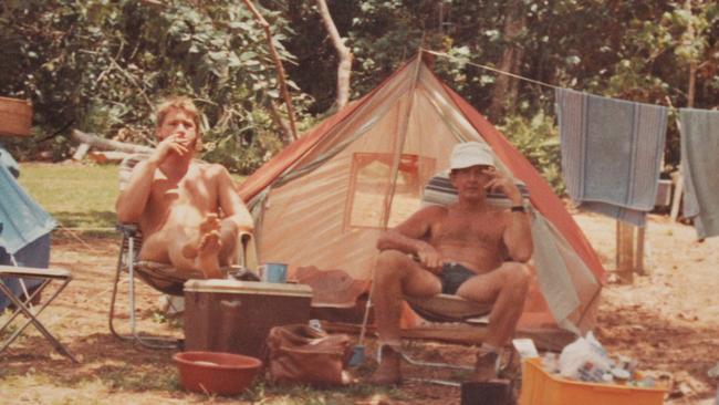 Steve and Bob enjoying some downtime at their campsite. Picture: supplied