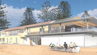 An artist's impression of proposed refurbishments at Newport Surf Life Saving Club, showing the new terrace. Picture: Adriano Pupilli Architects