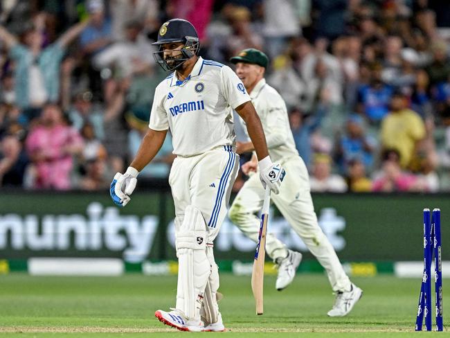 India's captain Rohit Sharma had a tough time with the bat in Adelaide. Picture: AFP