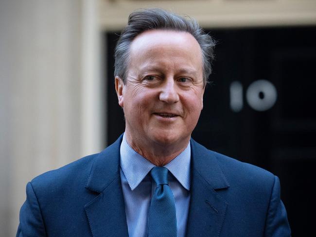 LONDON, ENGLAND - NOVEMBER 13: Britain's former Prime Minister, David Cameron, leaves 10, Downing Street after being appointed Foreign Secretary in a Cabinet reshuffle on November 13, 2023 in London, England. Rishi Sunak came under pressure last week to sack Suella Braverman after she wrote an article criticising the Met Police over Pro-Palestinian Marches which was not signed off by Downing Street. At the weekend, several far-right protestors were arrested after confrontations at the Cenotaph during the Armistice Day service.  (Photo by Carl Court/Getty Images)