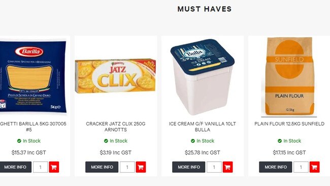 Some of the staple foods on offer online.