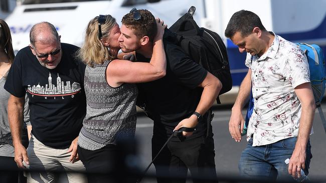 Mallacoota bushfires evacuees arrive at the Somerville Recreation Centre. Picture: AAP