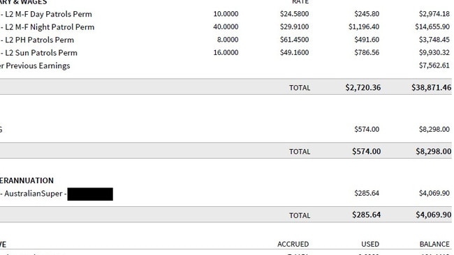 Ben's pay slip showed superannuation being made when the majority of time it wasn't. Picture: