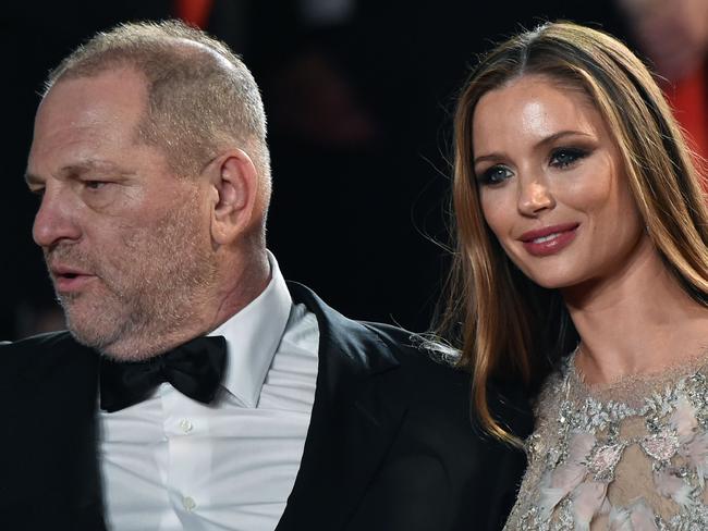 Harvey Weinstein and his wife British fashion designer and actor Georgina Chapman. Picture: AFP