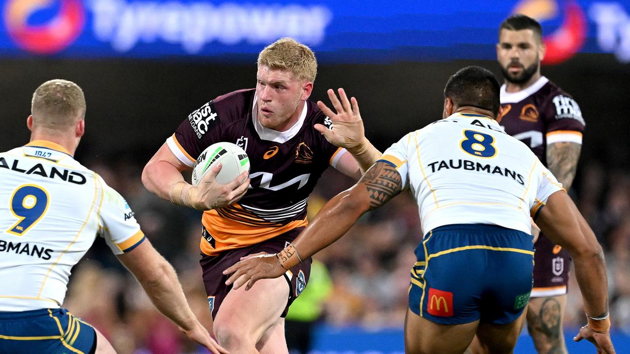 Tom Flegler will play his final regular season game for the Broncos on Thursday night and will run on as captain. Picture: Bradley Kanaris/Getty Images