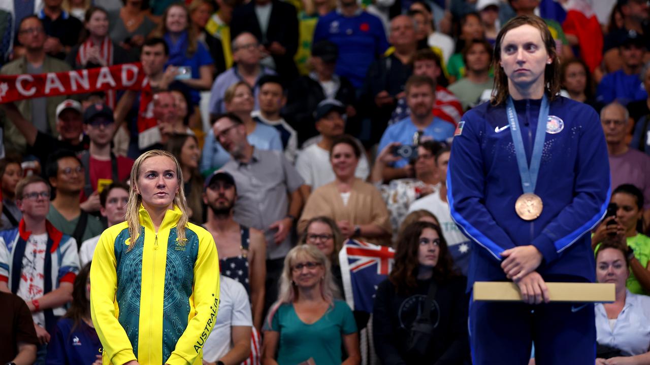 The USA’s Katie Ledecky reportedly makes millions from endorsements. Picture: Maddie Meyer/Getty Images