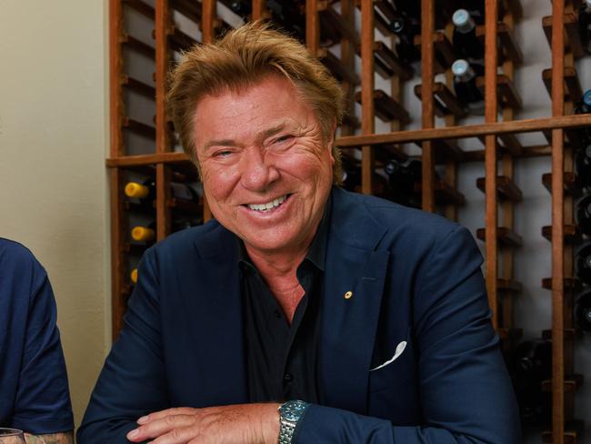 Daily Telegraph. 18, December, 2024.Veteran entertainment reporter Richard Wilkins sits down with Jonathon Moran, from The Sunday Telegraph, for High Steaks, at Bathers' Pavilion, Mosman, today. Picture: Justin Lloyd.