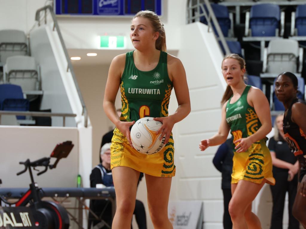 Tasmania centre Abbey Geappen during the Netball Australia First Nations tournament in Melbourne. Picture: Netball Australia