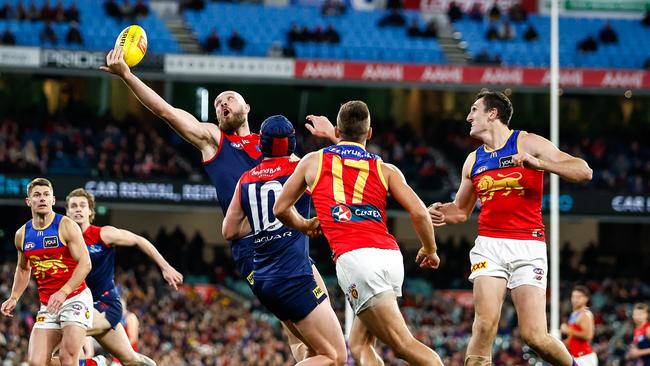 Max Gawn dominated Oscar McInerney and the Lions last week. Picture: Dylan Burns/AFL Photos