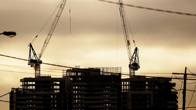 Apartments under construction in Melbourne in 2019. Since then, Victorian government polices have hit the sector. Picture: AAP