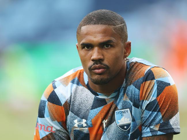 SYDNEY, AUSTRALIA - NOVEMBER 10: Douglas Costa de Souza of Sydney FC warms up during the round four A-League Men match between Sydney FC and Macarthur FC at Allianz Stadium, on November 10, 2024, in Sydney, Australia. (Photo by Mark Metcalfe/Getty Images)