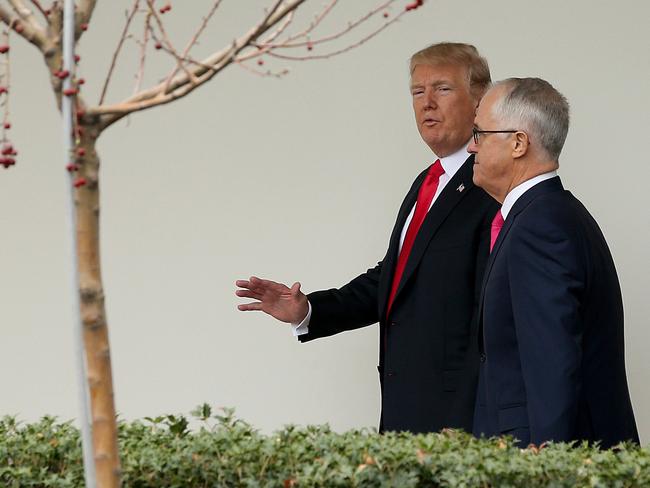 US President Donald Trump welcomes Prime Minister Malcolm Turnbull to the White House. Picture: Nathan Edwards